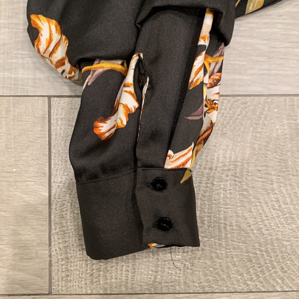 Zara Floral Patterned Draped Sleeve Button Down - image 6